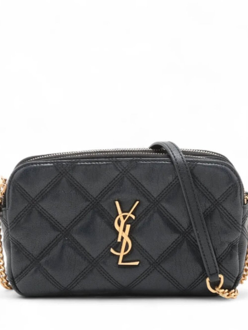 Saint Laurent Paris Becky Leather Chain Shoulder Bag Black